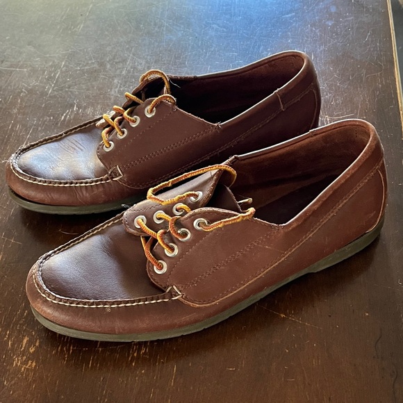 L.L. Bean Rich Brown Leather Boat Shoes - Picture 3 of 8